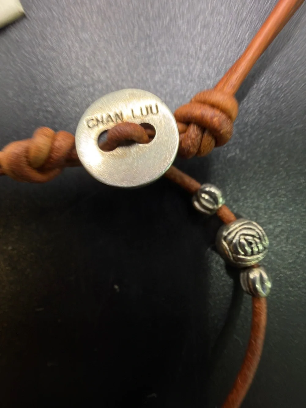 CHAN LUU STRATA LEATHER PEARL 925 STERLING SILVER BOHO BRACELET